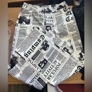 WDIDRARA Women’s High Waist Newspaper Print Wide Leg Pants